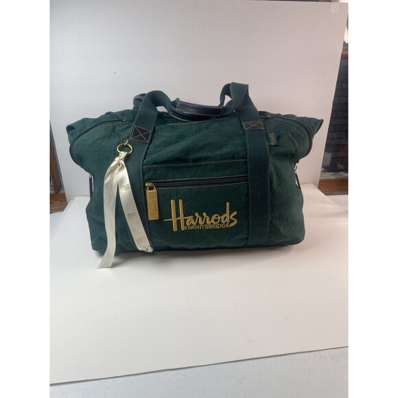 Harrods Knightsbridge Green Travel Duffel Bag Large Tote Weekender Carry-On - Picture 1 of 16